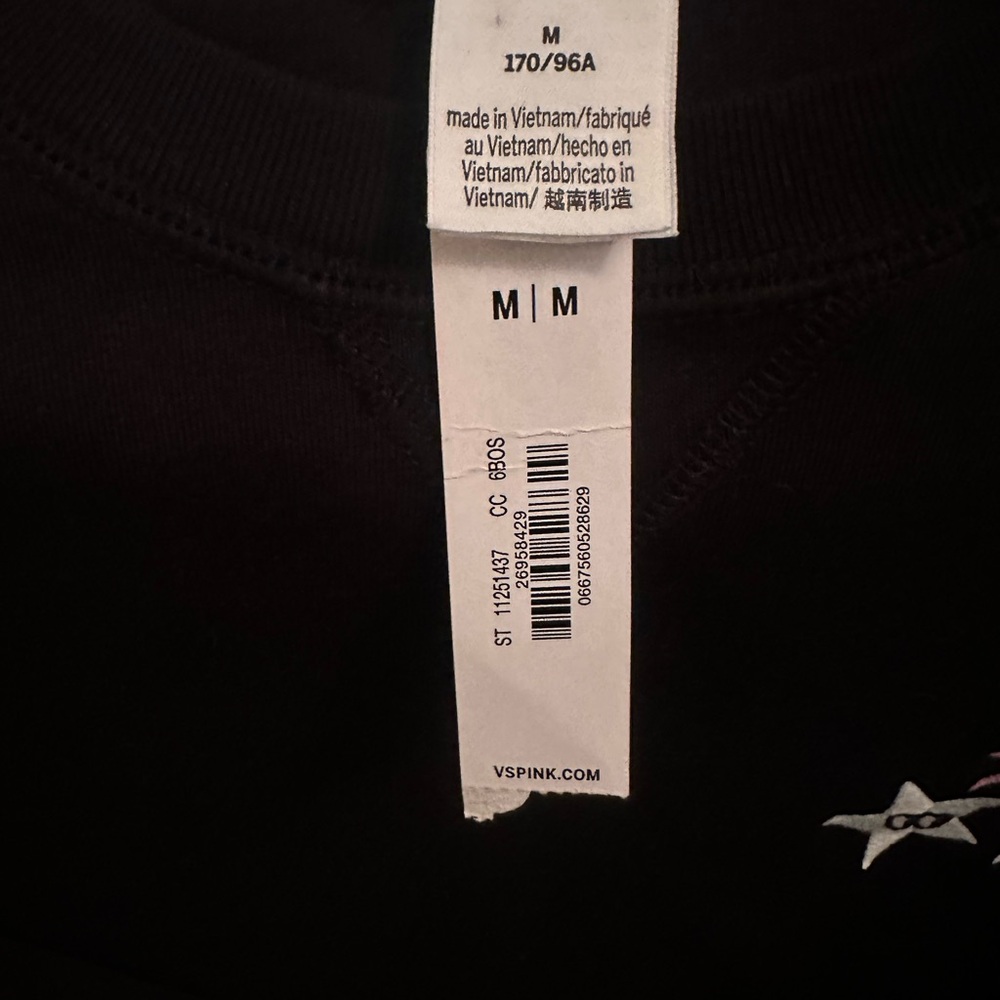 PINK Victoria's Secret Black Sweatshirt with Star Detail NWT size medium - Picture 2 of 5